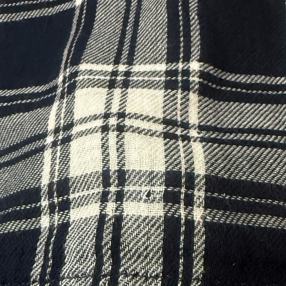 Madewell Navy Blue Flannel Plaid Boxy 3/4 Sleeve Blouse Top Women’s Size Large - Picture 14 of 14